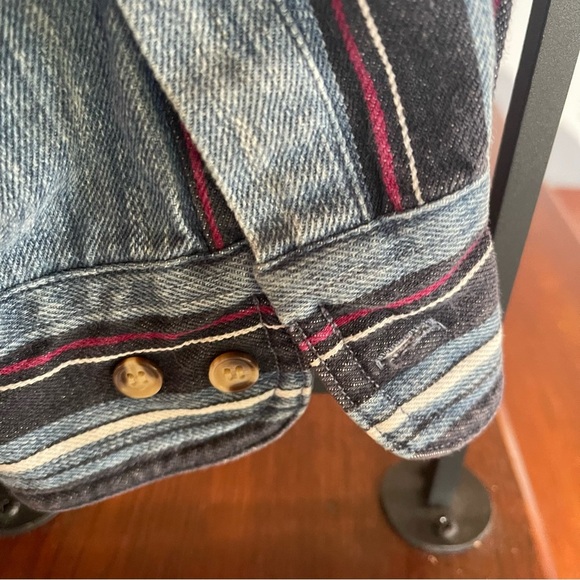 Sasson Men's Denim Button Down Shirt Size Large striped vintage 90’s - Picture 7 of 10